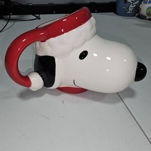 MugPeanuts Snoopy Santa Hat Mug 14oz Sculpted 3D Christmas Coffee Cup